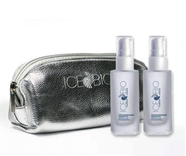 ICE BIO. Набор Сыворотка  2 шт омолаживающая для лица, шеи и зоны декольте 30мл, в косметичке в Кирове